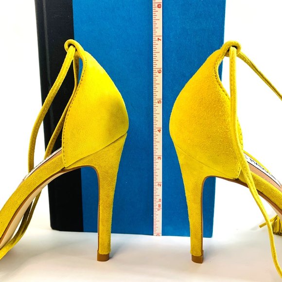 Steve Madden "SASSEY" Yellow Fringe Lace Up Strap Stiletto Heels Shoes 7 - Picture 5 of 11